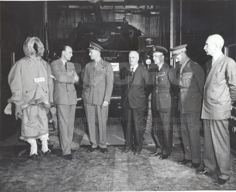 DND Officials with C.J. Mackenzie, J.H. Parking and J.L. Orr in Cold Chamber c.1945 006
