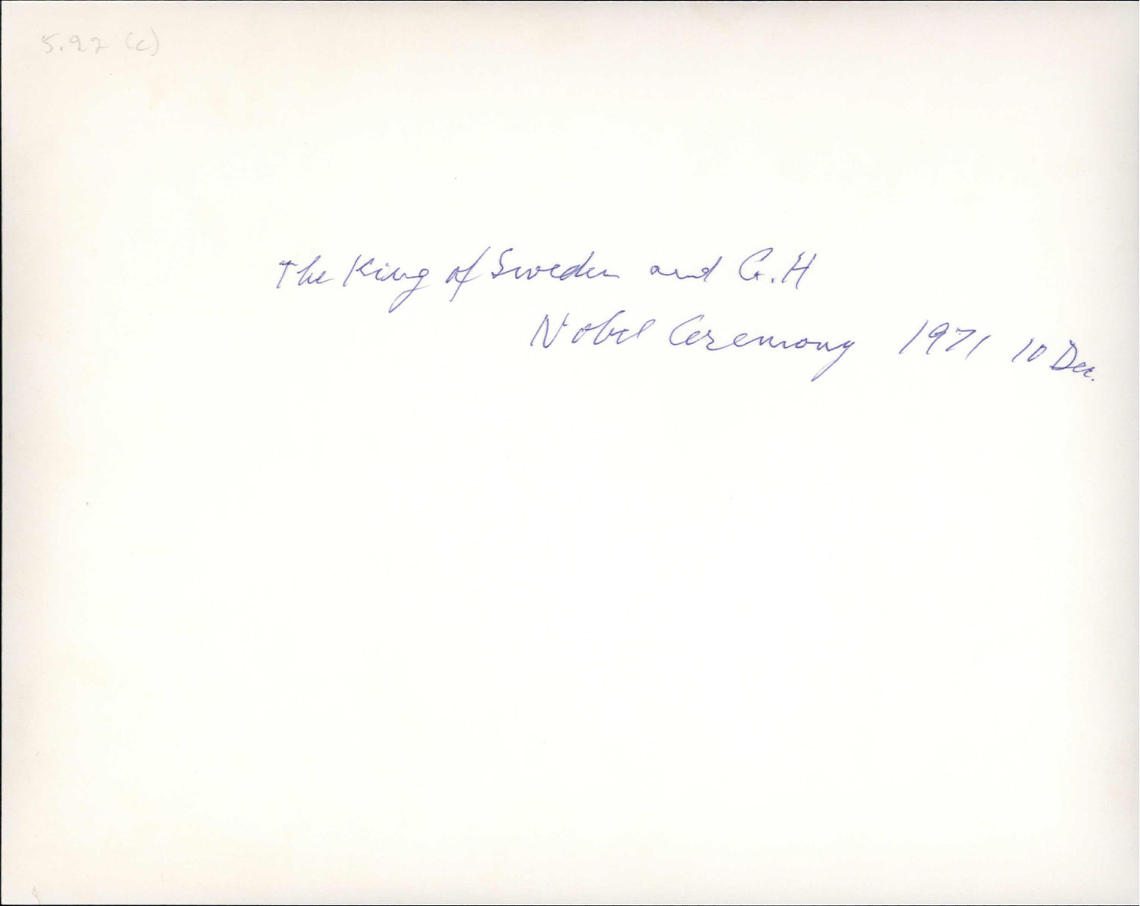 Tab 2: The King of Sweden and G. H. Nobel Ceremony 1971 10 Dec.