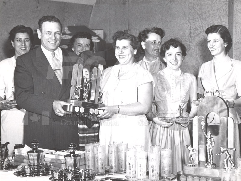 Dr. Rosser Presents Bowling Trophy c.1950