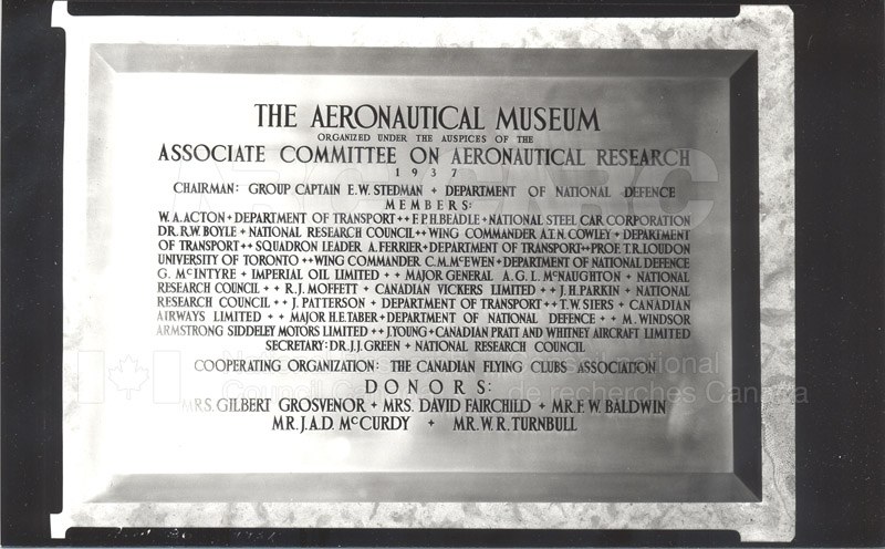 Aeronautical Museum Plaque 1937